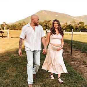 SHEIN Cream Maxi Skirt and Crop Top Set